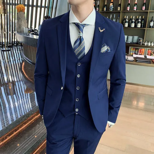 Angelo Ricci™ Brand Business Casual Slim Fit 3 Piece Suit