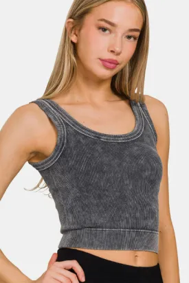 Ashblack Washed Scoop Neck Wide Strap Tank