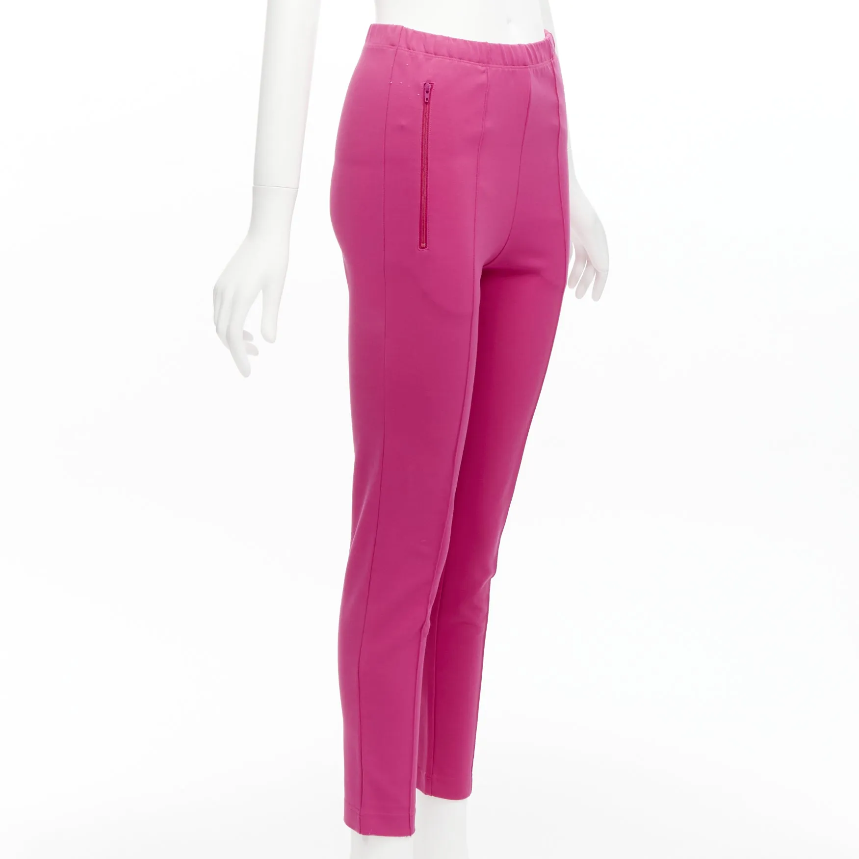 BALENCIAGA Demna 2017 pink zip pockets tapered high waist jogger pants FR36 S
