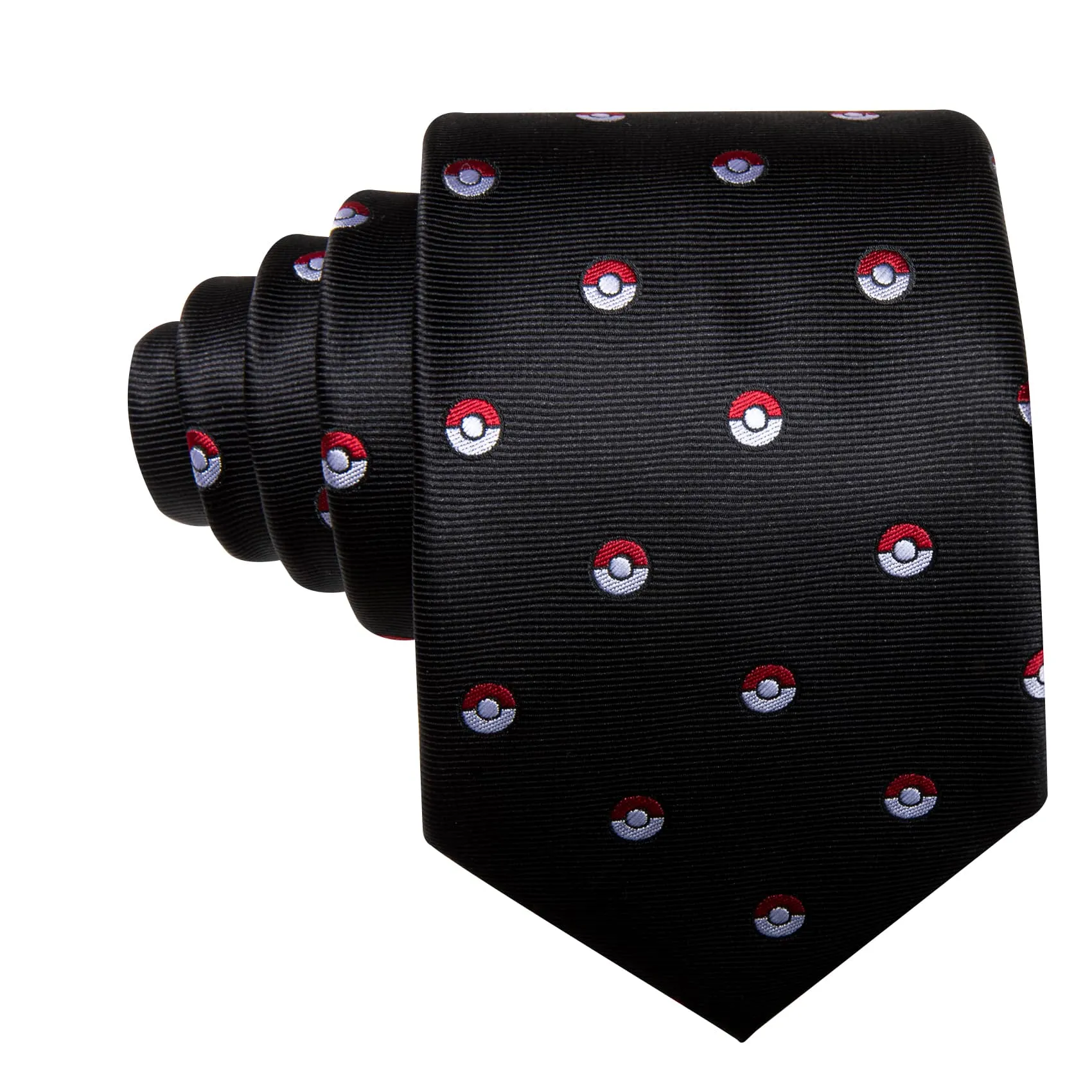 Barry Wang Black Tie Pokemon Pattern Novelty Necktie Set for Men