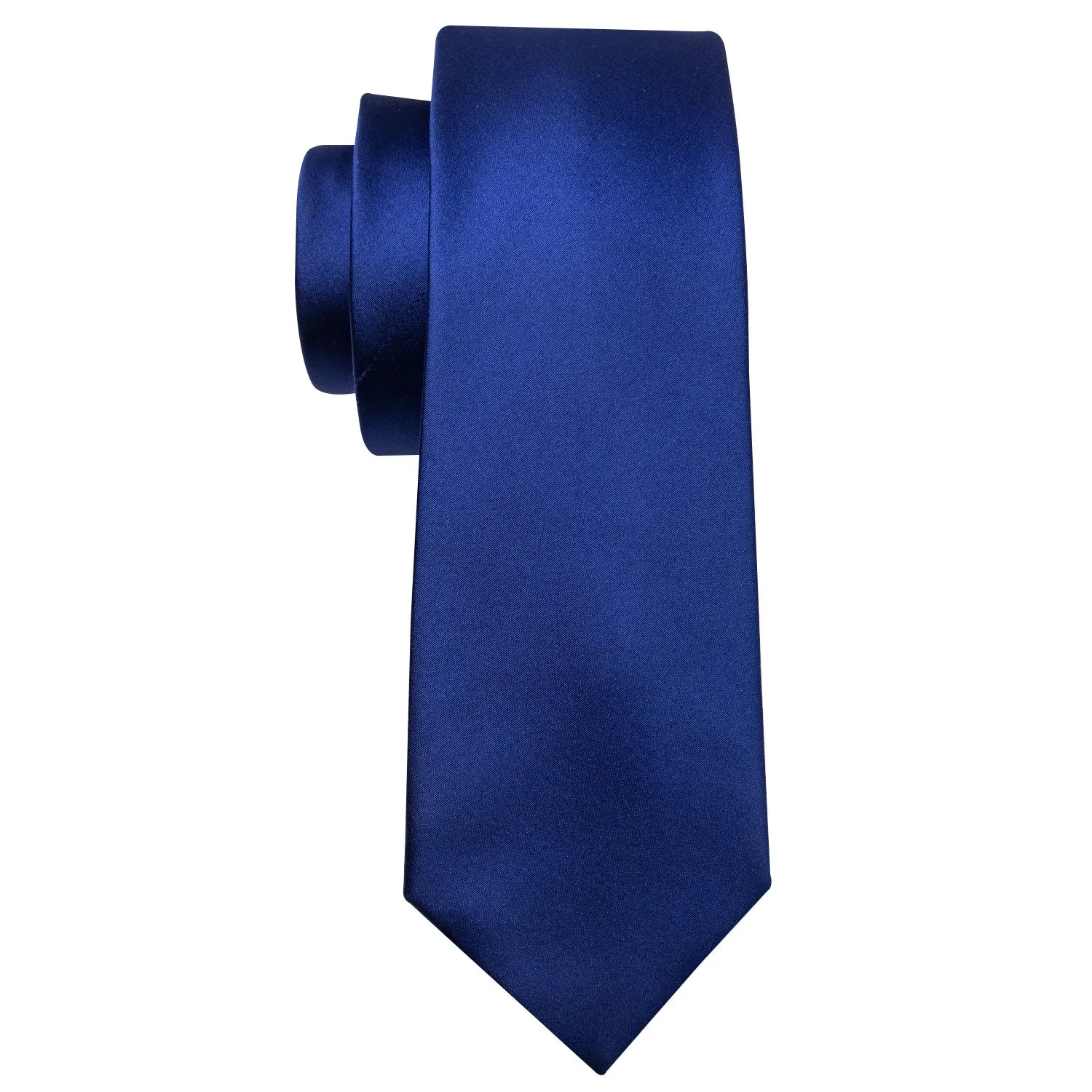 Barry Wang Blue Tie Sapphire Solid Men's Silk Tie Set with Lapel Pin Brooch