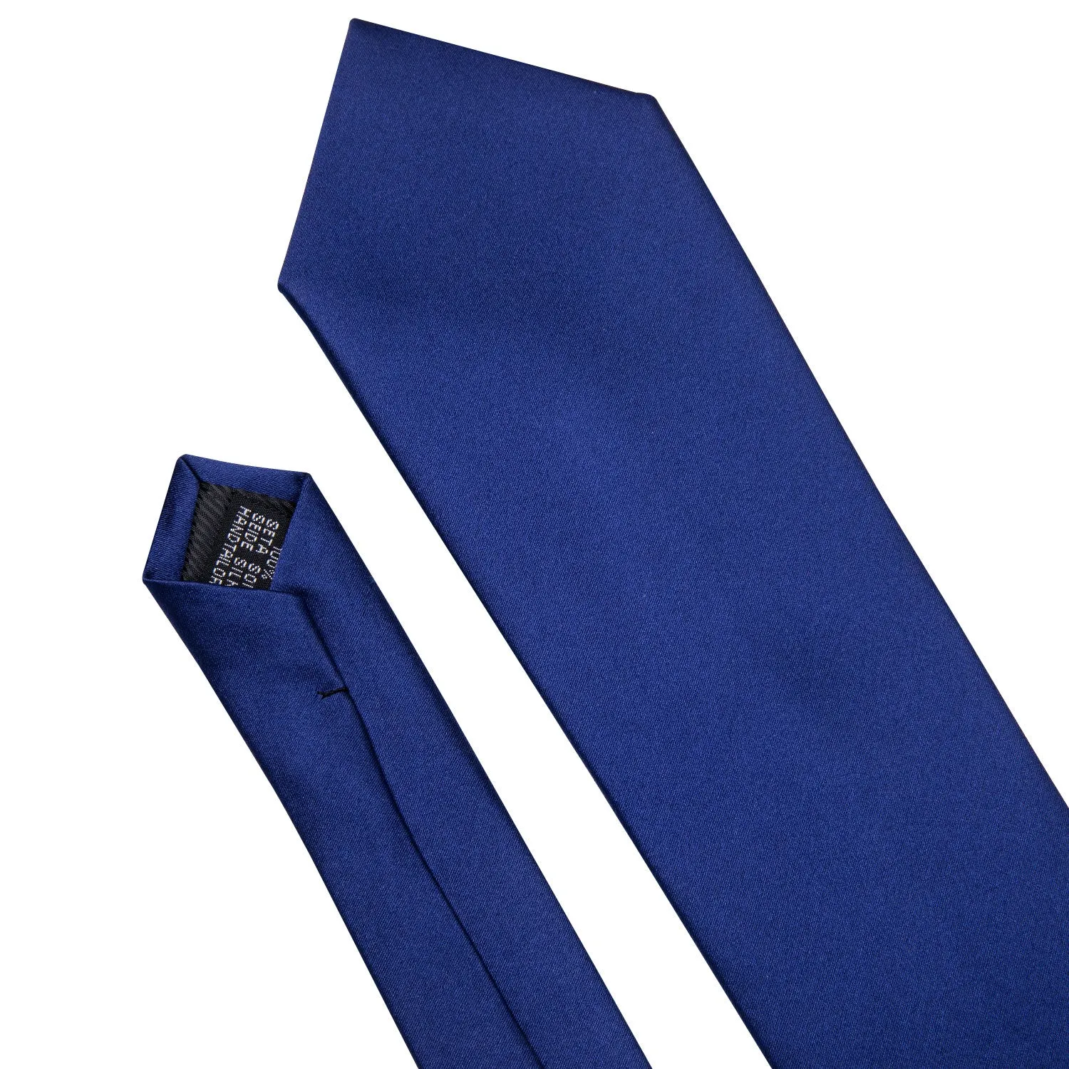 Barry Wang Blue Tie Sapphire Solid Men's Silk Tie Set with Lapel Pin Brooch