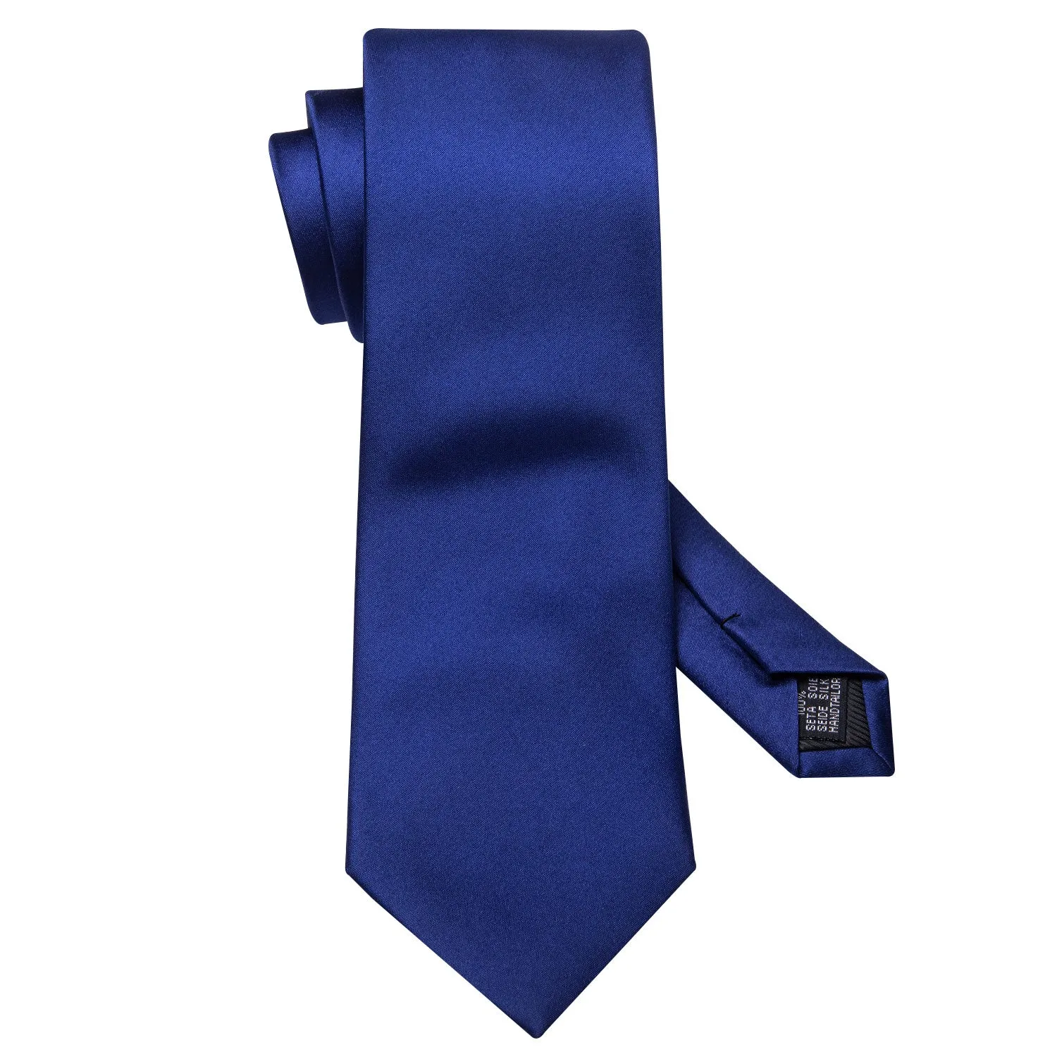 Barry Wang Blue Tie Sapphire Solid Men's Silk Tie Set with Lapel Pin Brooch