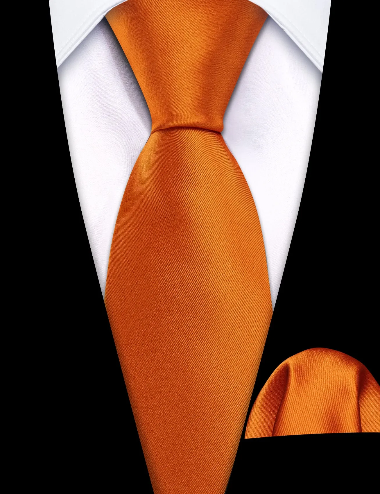 Barry Wang Boys Ties Orange Solid Tie Pocket Square Set For Kids