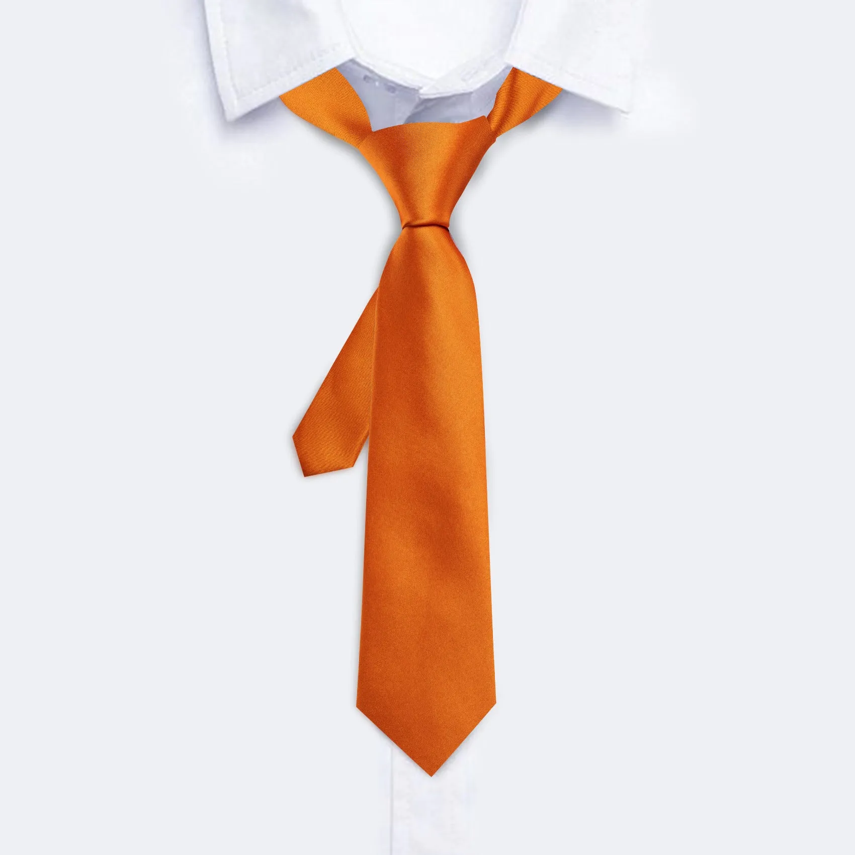 Barry Wang Boys Ties Orange Solid Tie Pocket Square Set For Kids