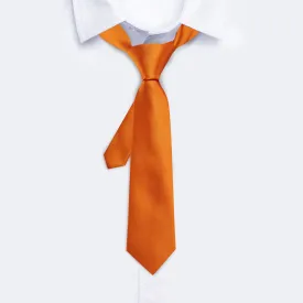 Barry Wang Boys Ties Orange Solid Tie Pocket Square Set For Kids