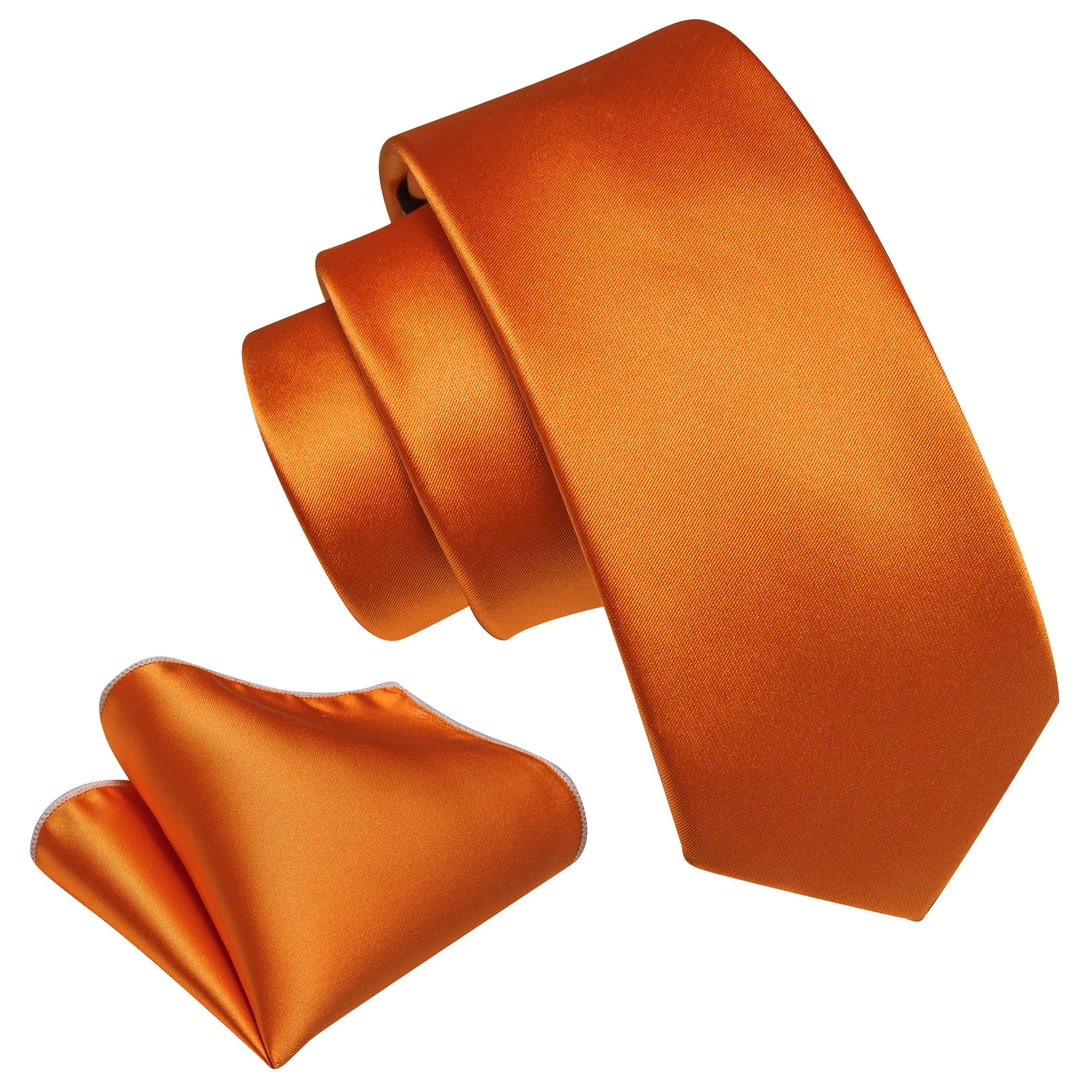 Barry Wang Boys Ties Orange Solid Tie Pocket Square Set For Kids
