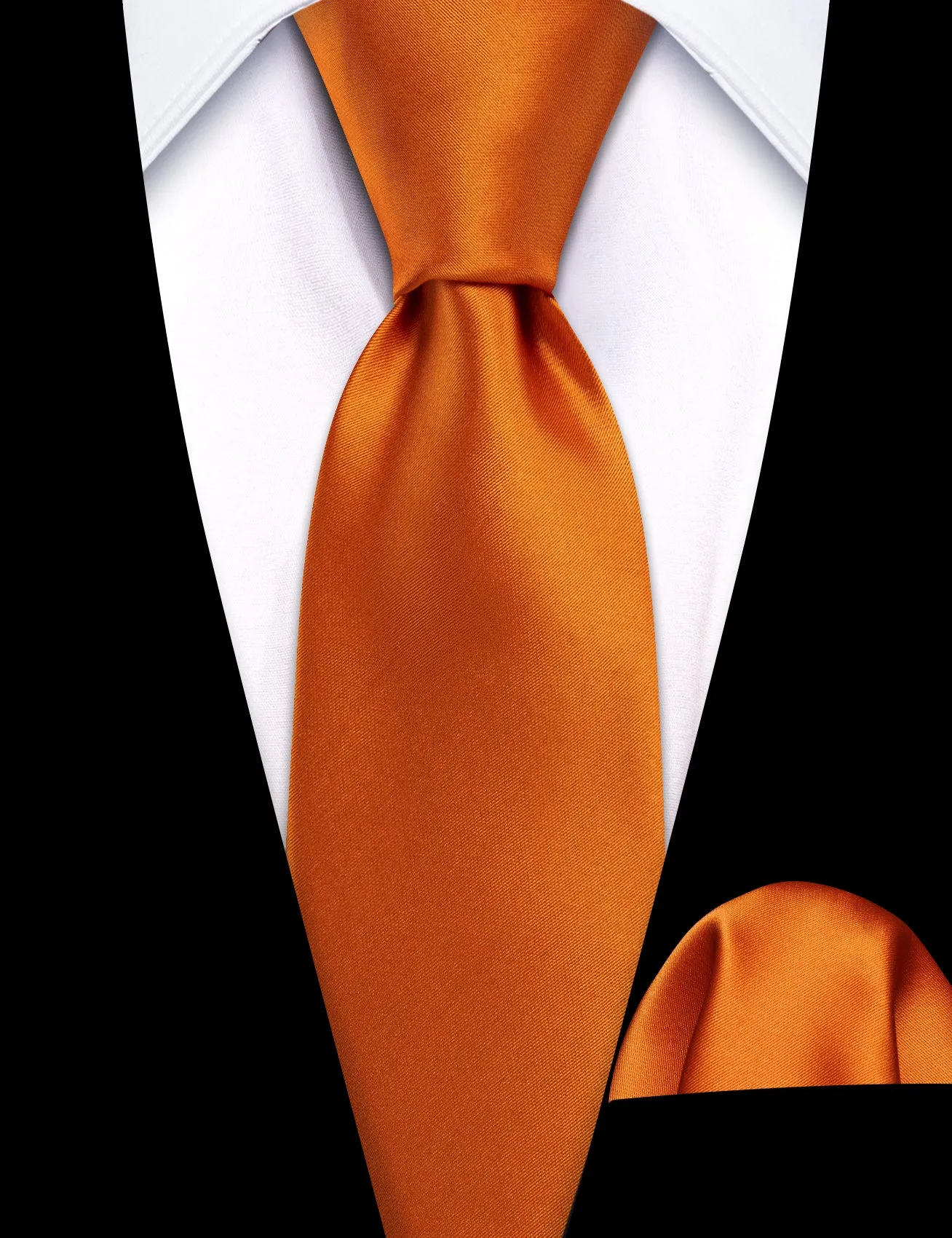 Barry Wang Boys Ties Orange Solid Tie Pocket Square Set For Kids