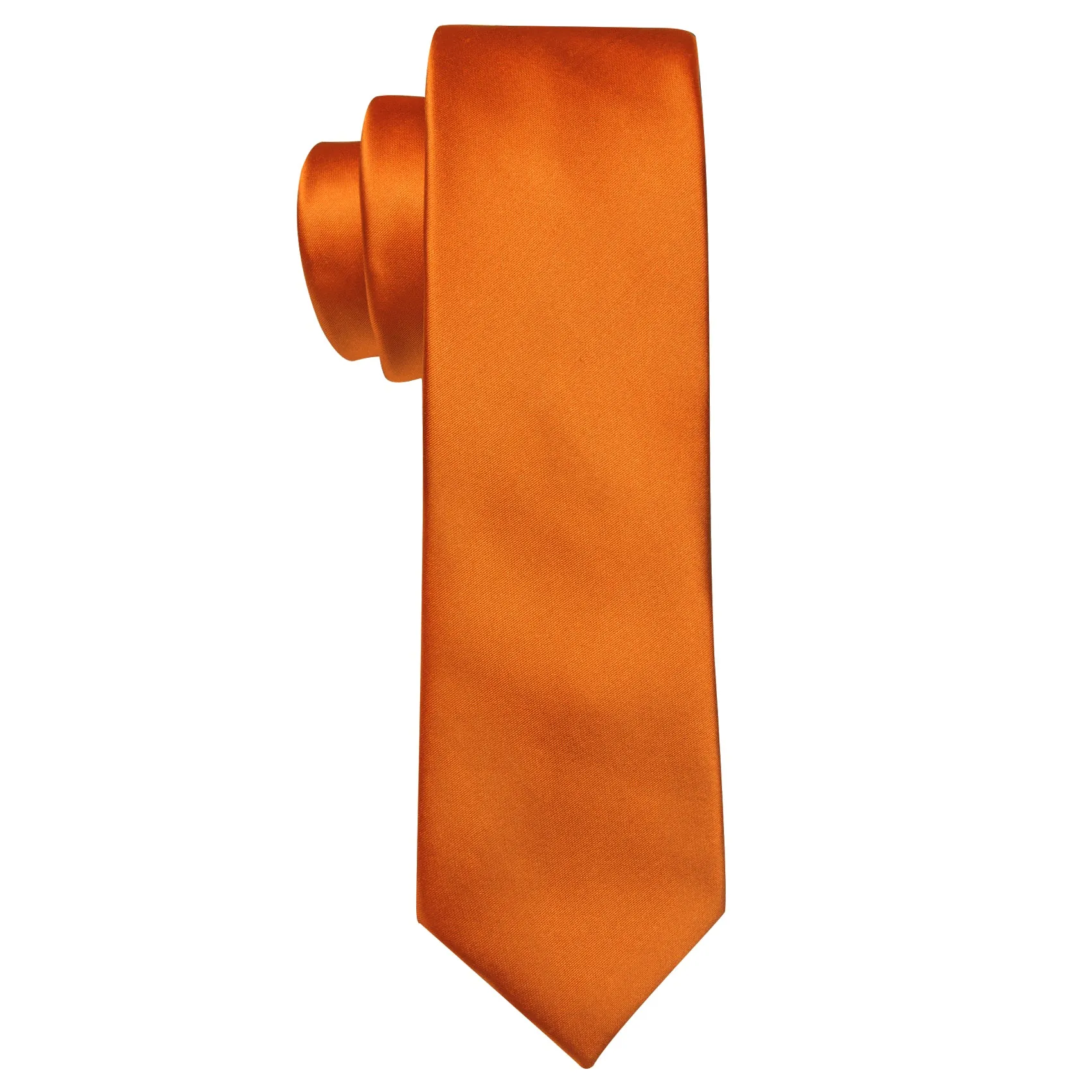 Barry Wang Boys Ties Orange Solid Tie Pocket Square Set For Kids