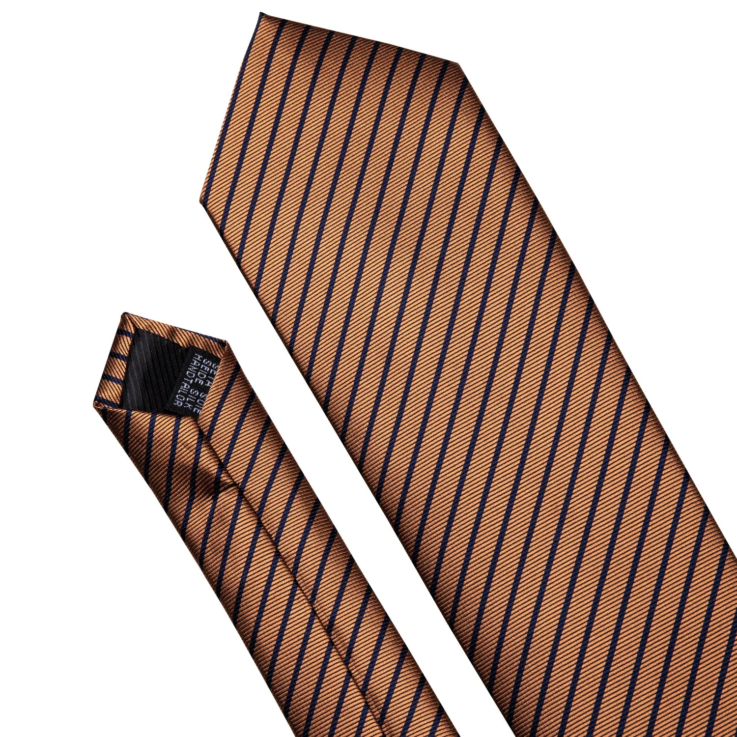Barry Wang Brown Stripe Men's Tie Alloy Lapel Pin Brooch Silk Tie Set