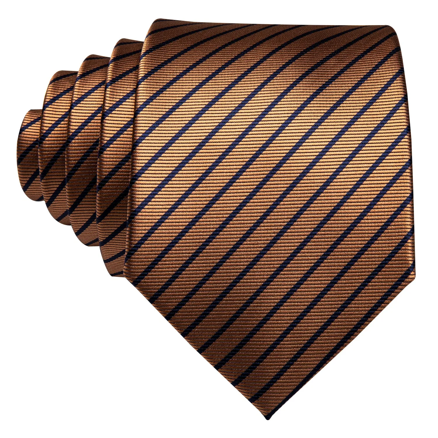 Barry Wang Brown Stripe Men's Tie Alloy Lapel Pin Brooch Silk Tie Set