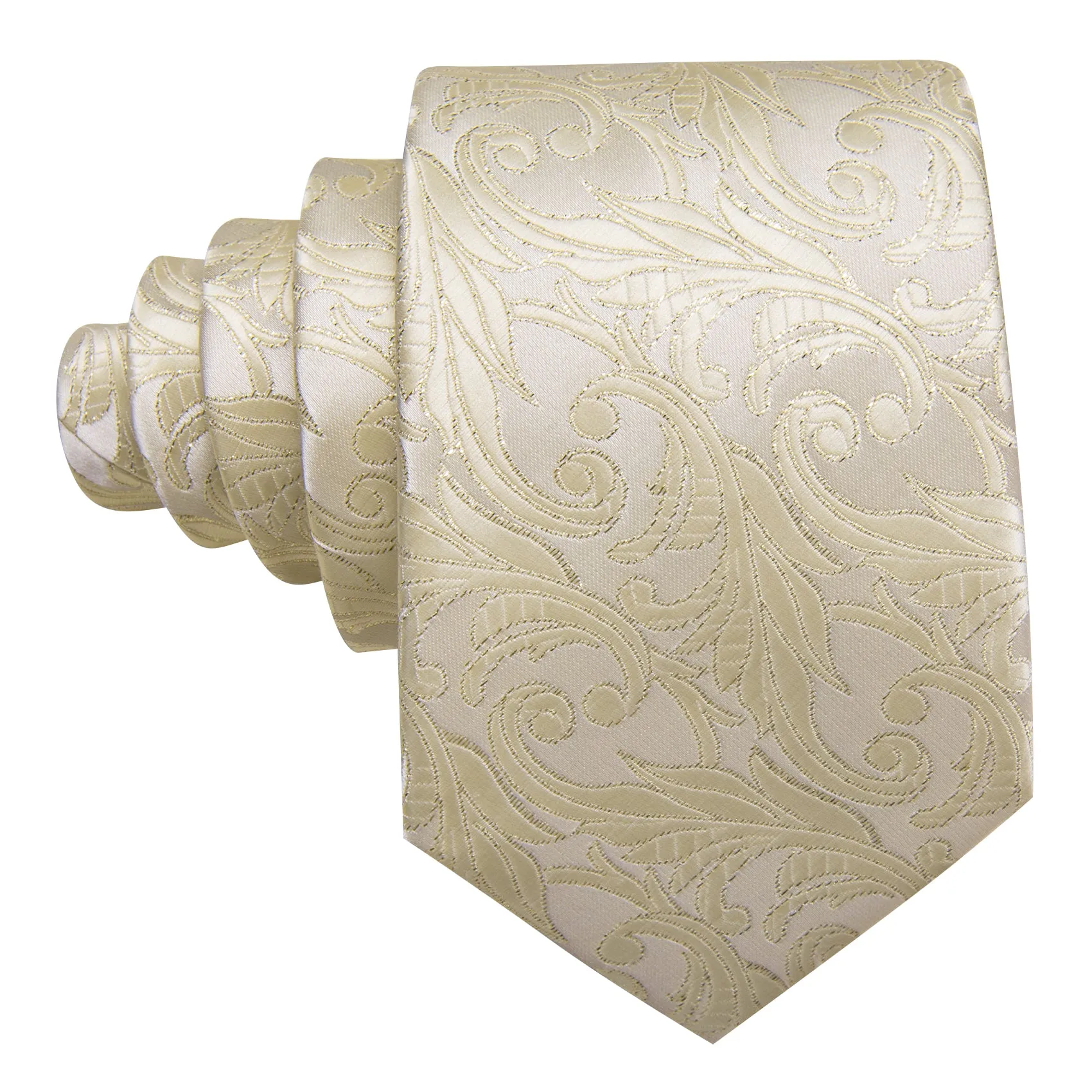 Barry Wang Lemon Chiffon Floral Silk Tie Handkerchief Cufflinks Set