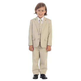 Big Boys Khaki Jewels & Gents Jacket Vest Shirt Tie Pants 5 Pc Suit 8-20