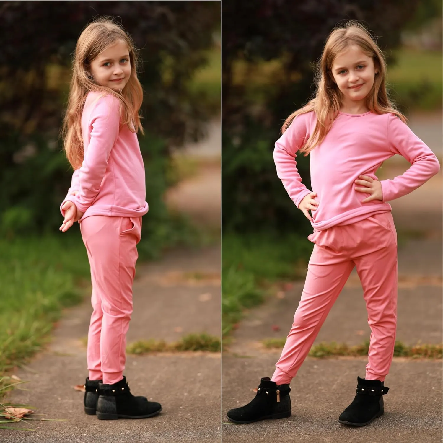 BIG ELEPHANT Girls Quick Dry Active Athletic Joggers, Kids Pull-on Lounge Joggers with Pocket