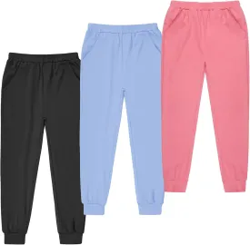 BIG ELEPHANT Girls Quick Dry Active Athletic Joggers, Kids Pull-on Lounge Joggers with Pocket