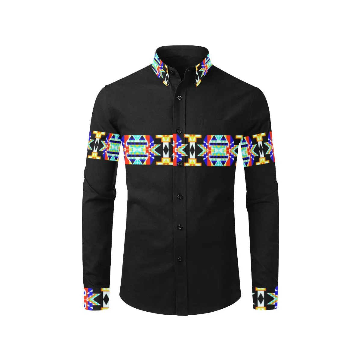 Black Blanket I Horizontal Strip Men's Casual Dress Shirt