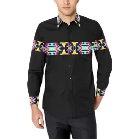Black Blanket I Horizontal Strip Men's Casual Dress Shirt