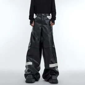 Black Lines Strap Wide Leg Pants
