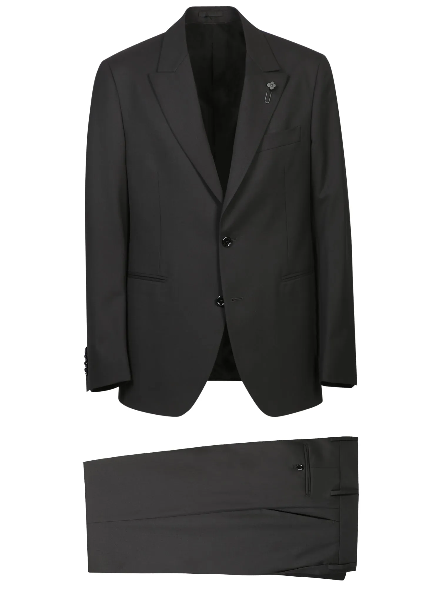 Black Stretch Wool Suit