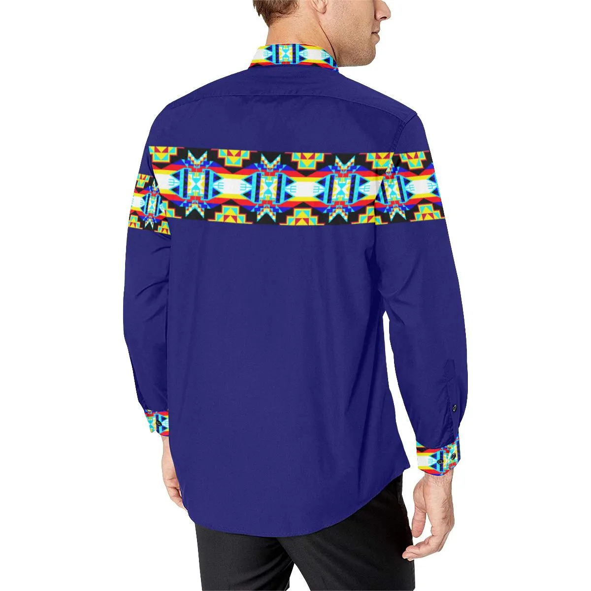 Blue Blanket Horizontal Strip Men's Casual Dress Shirt