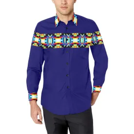 Blue Blanket Horizontal Strip Men's Casual Dress Shirt