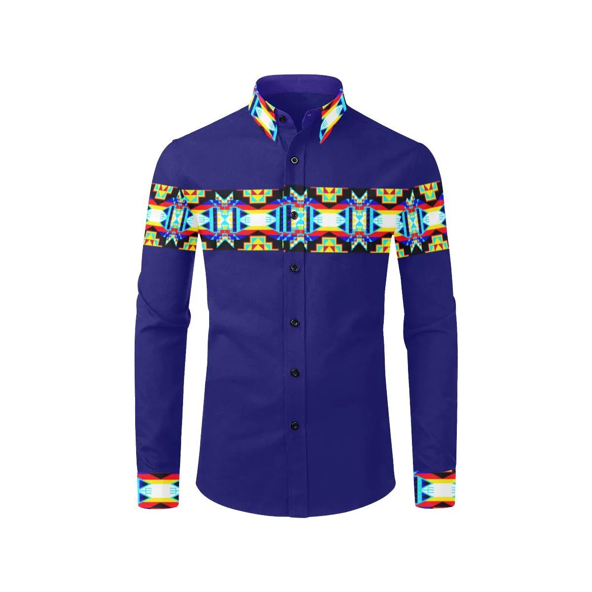 Blue Blanket Horizontal Strip Men's Casual Dress Shirt