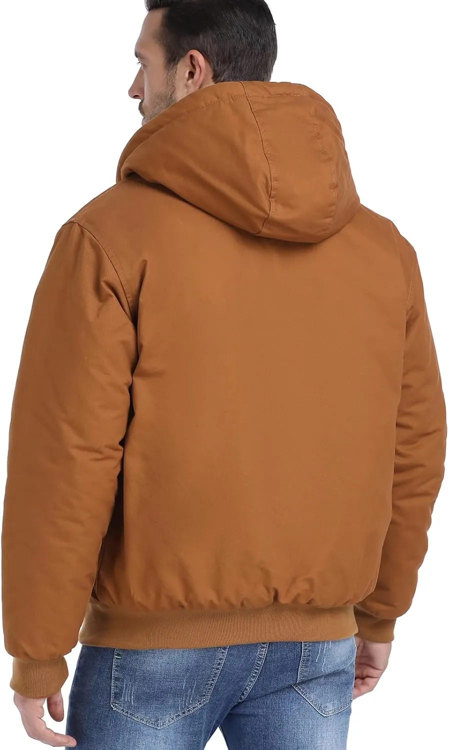CARWORNIC Men's Winter Hooded Active Jacket with Warm Quilted-Lined Cotton Outdoor Workwear Coats