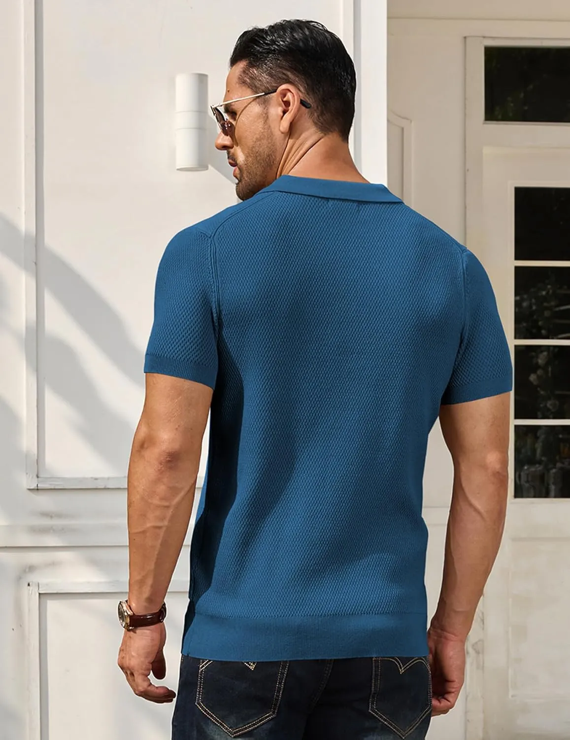 COOFANDY Men's Knit Polo Shirts Short Sleeve Textured Golf Shirt Fashion Casual Collared Pullover T-Shirts