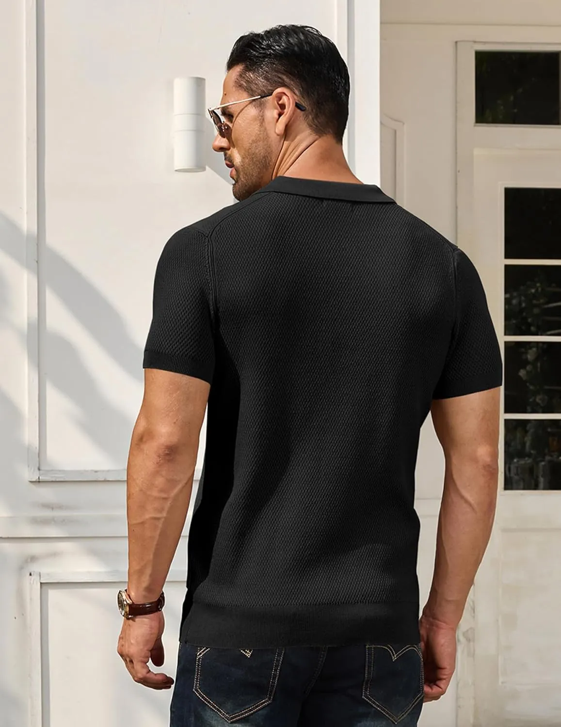 COOFANDY Men's Knit Polo Shirts Short Sleeve Textured Golf Shirt Fashion Casual Collared Pullover T-Shirts