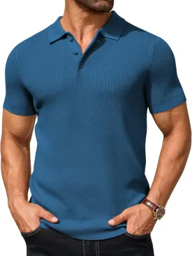 COOFANDY Men's Knit Polo Shirts Short Sleeve Textured Golf Shirt Fashion Casual Collared Pullover T-Shirts