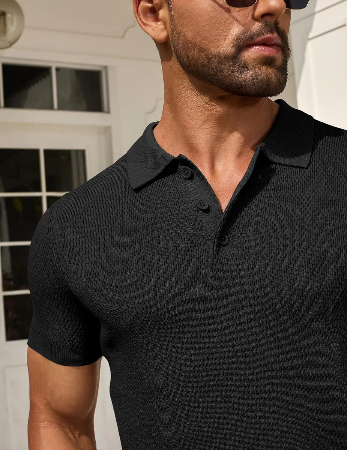 COOFANDY Men's Knit Polo Shirts Short Sleeve Textured Golf Shirt Fashion Casual Collared Pullover T-Shirts