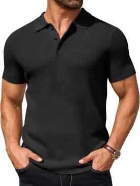 COOFANDY Men's Knit Polo Shirts Short Sleeve Textured Golf Shirt Fashion Casual Collared Pullover T-Shirts