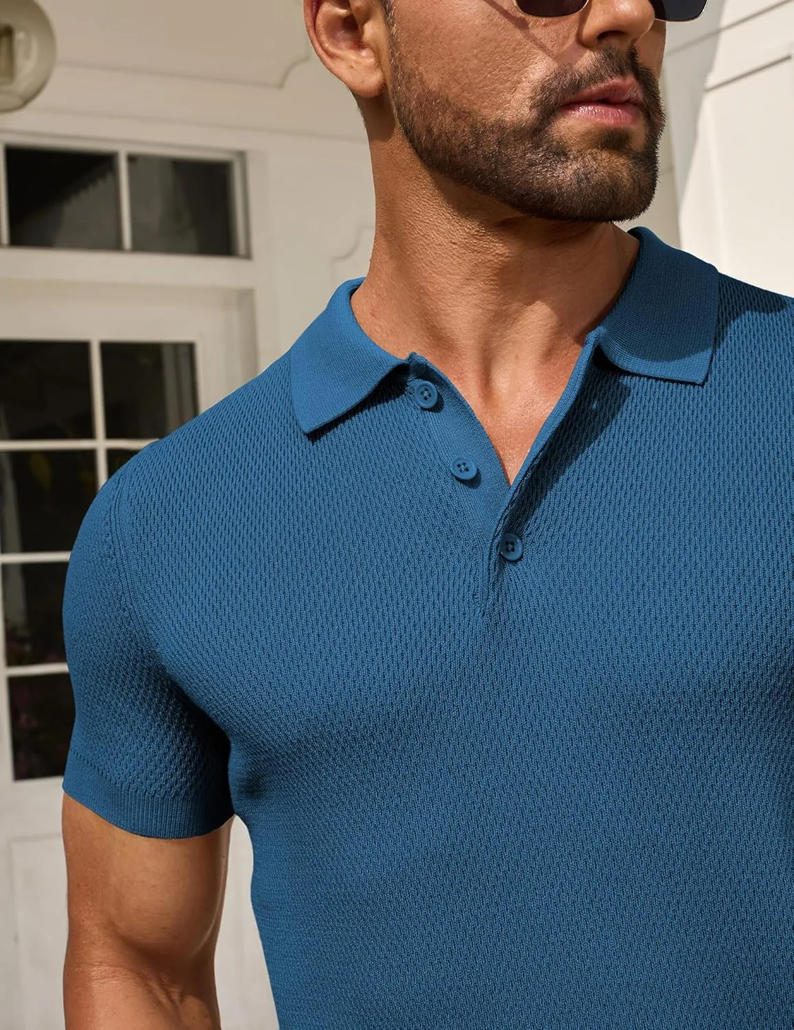 COOFANDY Men's Knit Polo Shirts Short Sleeve Textured Golf Shirt Fashion Casual Collared Pullover T-Shirts