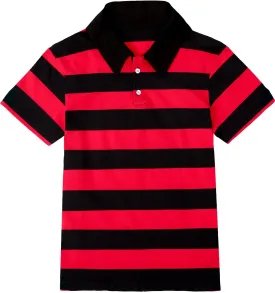 COSLAND Boys' Striped Polo Shirt, Cotton Short Sleeve Shirt, X-Small-Large