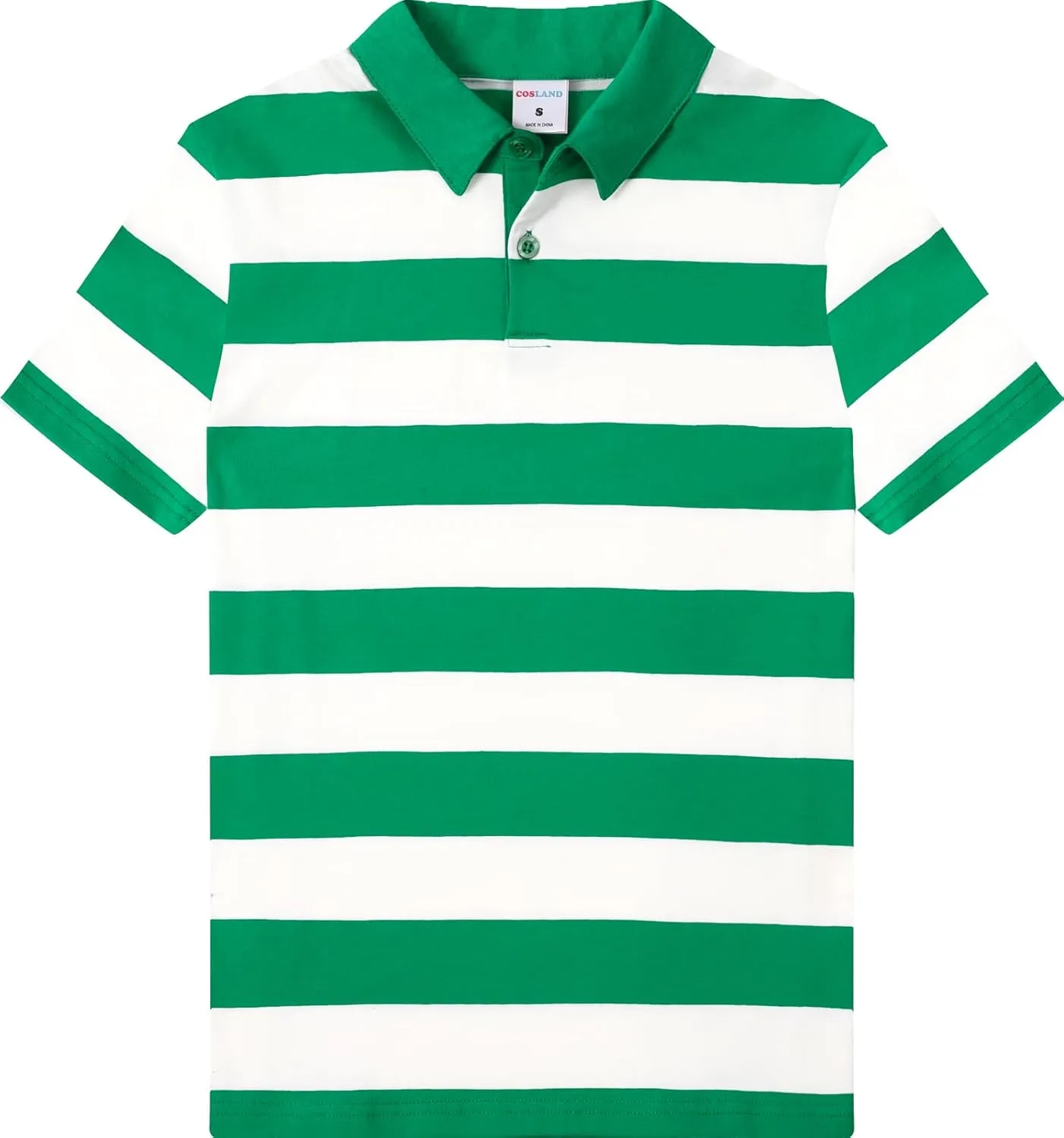COSLAND Boys' Striped Polo Shirt, Cotton Short Sleeve Shirt, X-Small-Large