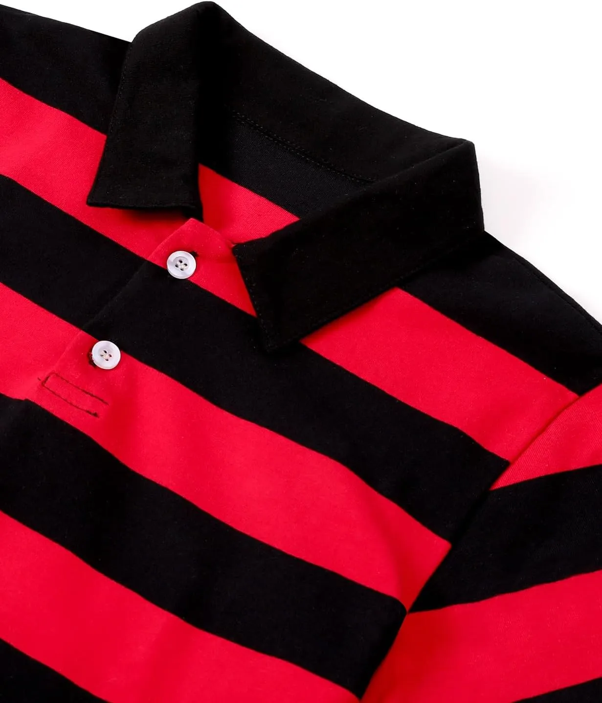 COSLAND Boys' Striped Polo Shirt, Cotton Short Sleeve Shirt, X-Small-Large