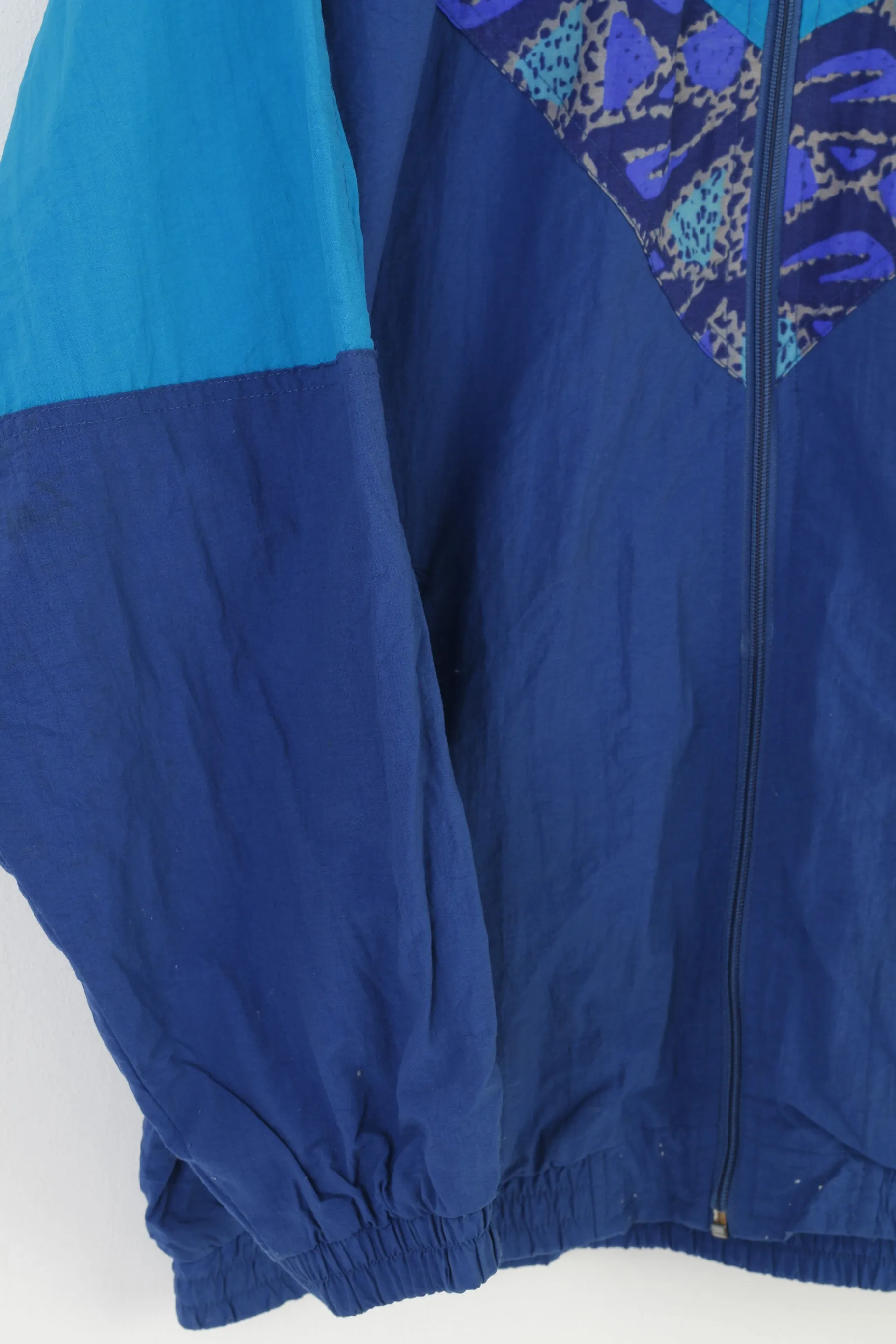 Crane Sports Men S Lightweight Jacket Blue Full Zipper Sportswear Nylon Waterproof Vintage 90s Pockets Top