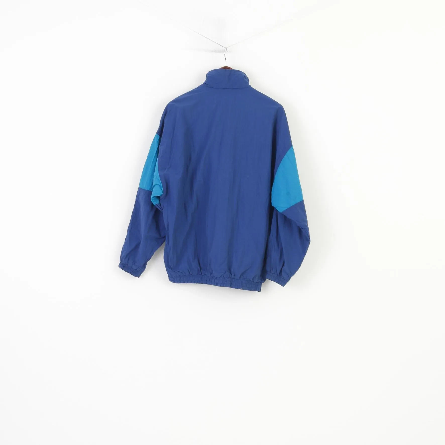 Crane Sports Men S Lightweight Jacket Blue Full Zipper Sportswear Nylon Waterproof Vintage 90s Pockets Top