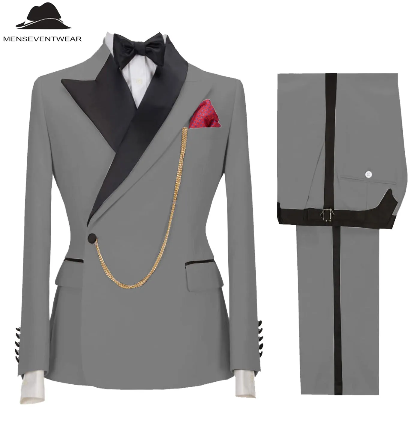 Formal Mens Suit 2 Pieces Peak Lapel Blazer For Wedding (Blazer Pants)