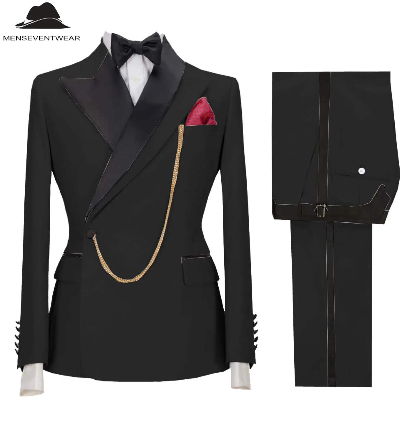 Formal Mens Suit 2 Pieces Peak Lapel Blazer For Wedding (Blazer Pants)