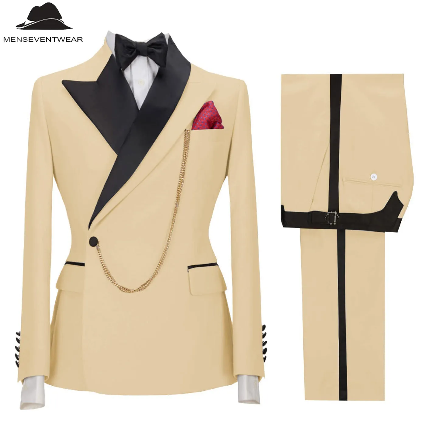 Formal Mens Suit 2 Pieces Peak Lapel Blazer For Wedding (Blazer Pants)