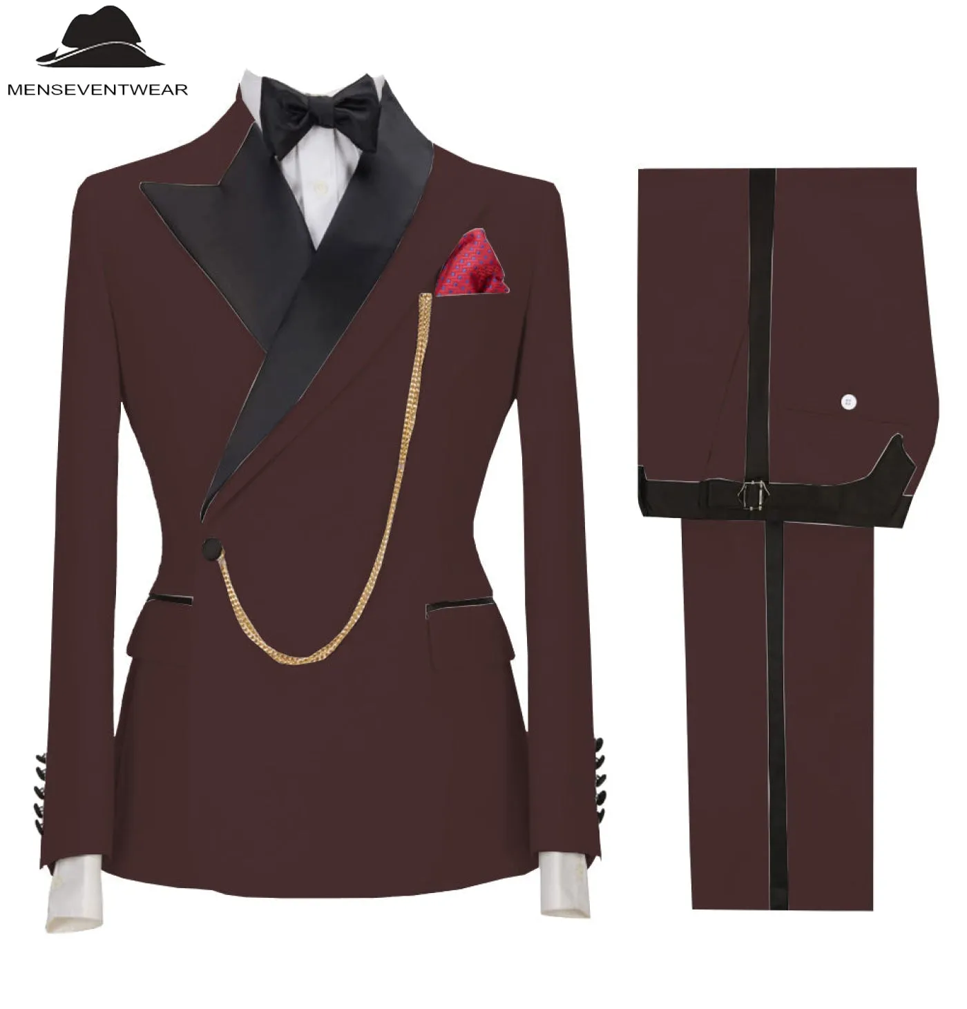 Formal Mens Suit 2 Pieces Peak Lapel Blazer For Wedding (Blazer Pants)