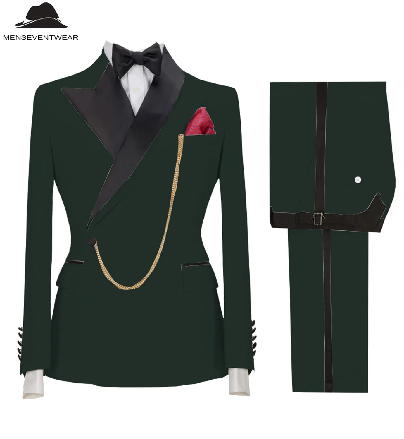 Formal Mens Suit 2 Pieces Peak Lapel Blazer For Wedding (Blazer Pants)
