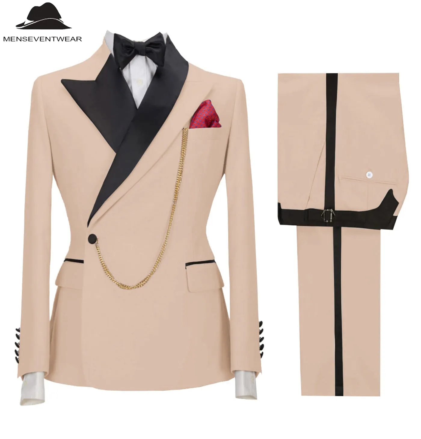 Formal Mens Suit 2 Pieces Peak Lapel Blazer For Wedding (Blazer Pants)