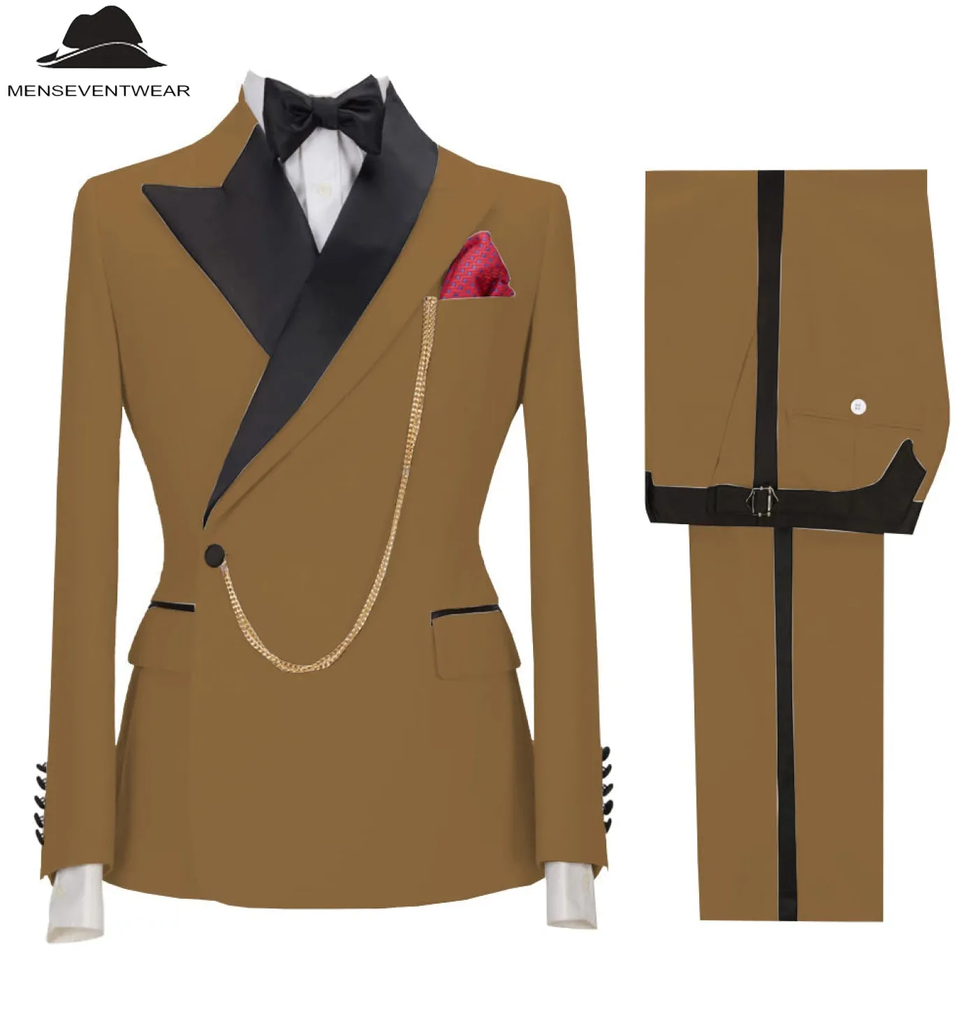 Formal Mens Suit 2 Pieces Peak Lapel Blazer For Wedding (Blazer Pants)