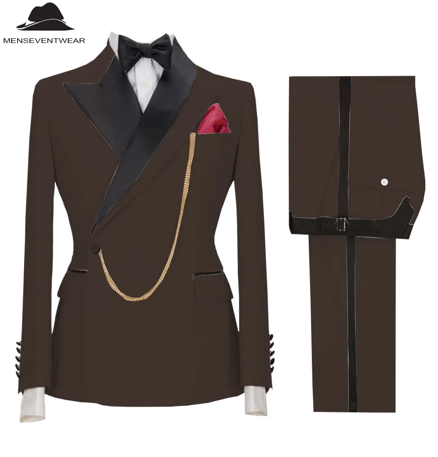Formal Mens Suit 2 Pieces Peak Lapel Blazer For Wedding (Blazer Pants)