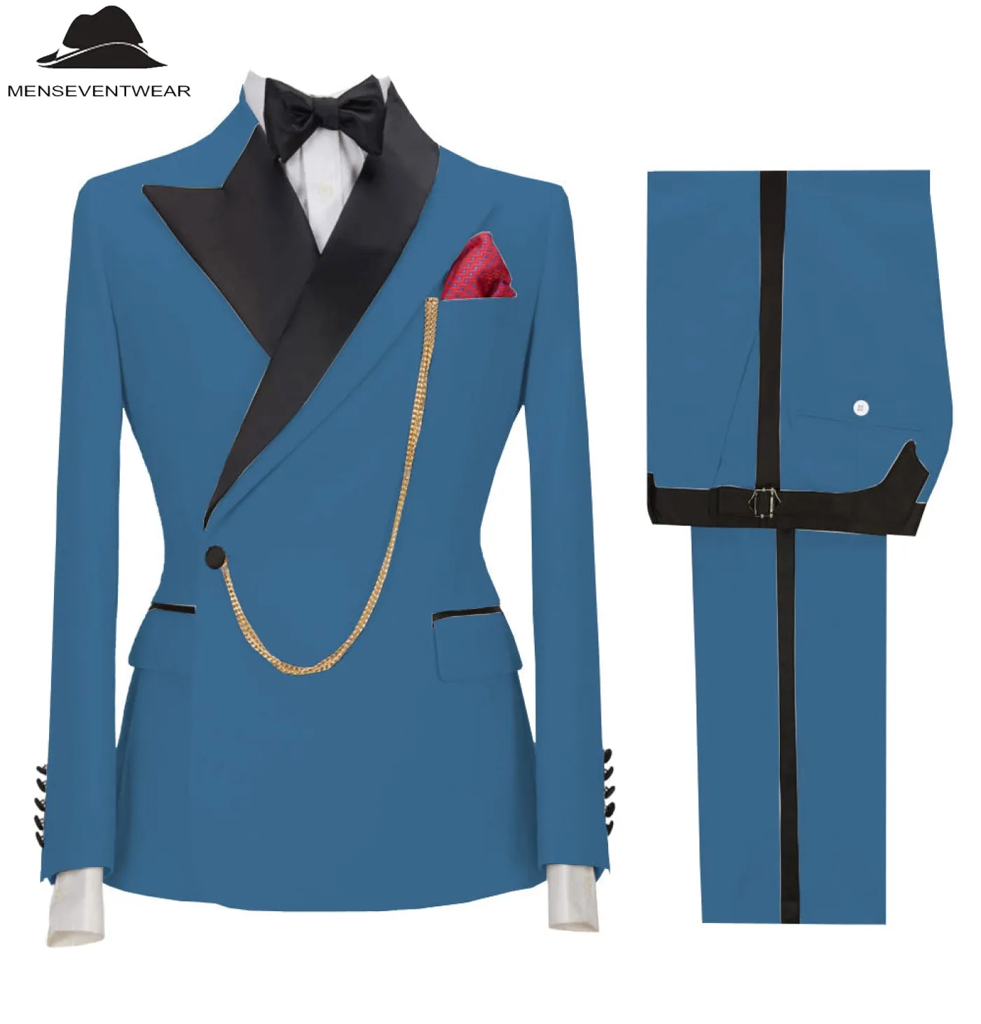 Formal Mens Suit 2 Pieces Peak Lapel Blazer For Wedding (Blazer Pants)