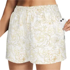 Golden Roses White Art Zip Pocket Shorts up to 5 XL (FWS)
