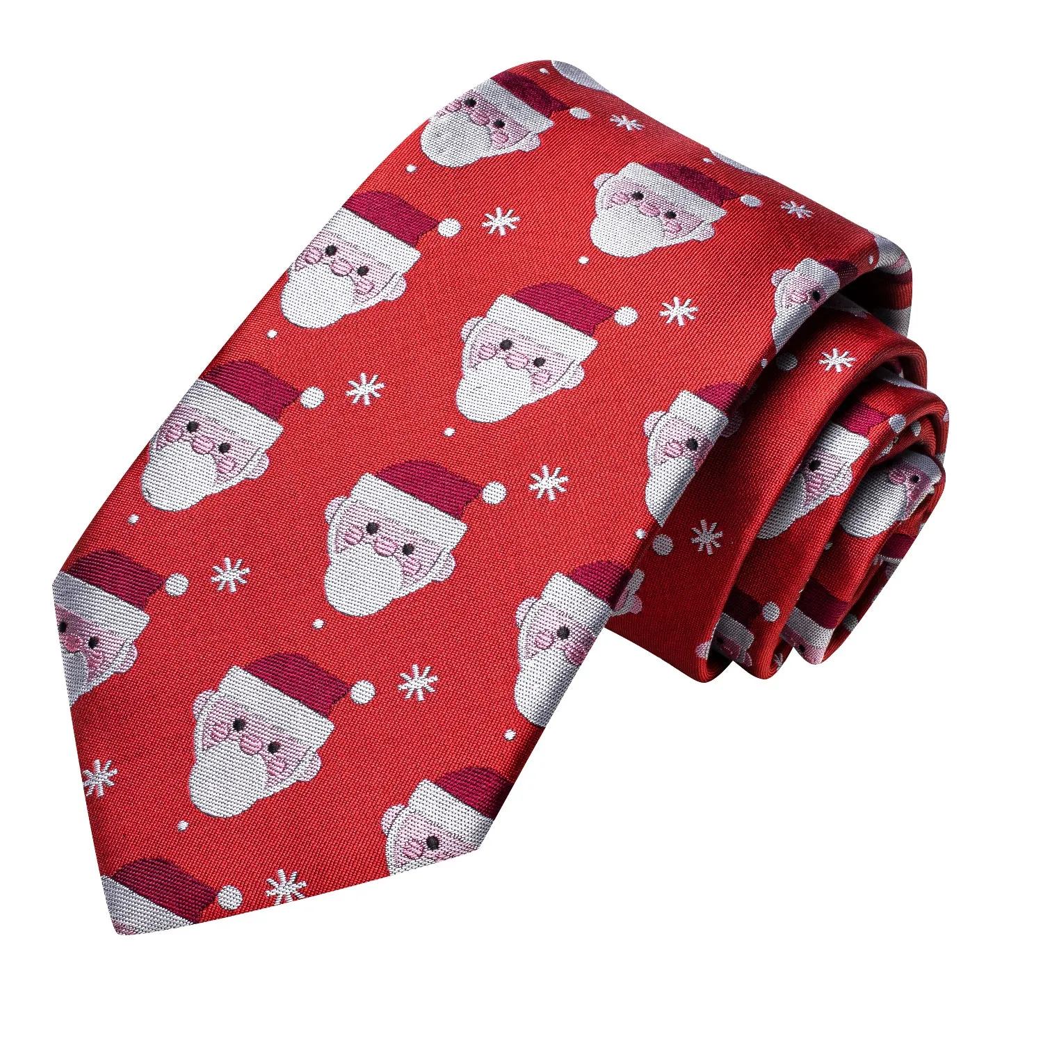 Hi-Tie $9.9 Red Santa Novelty Christmas Necktie Pocket Square Cufflinks Set