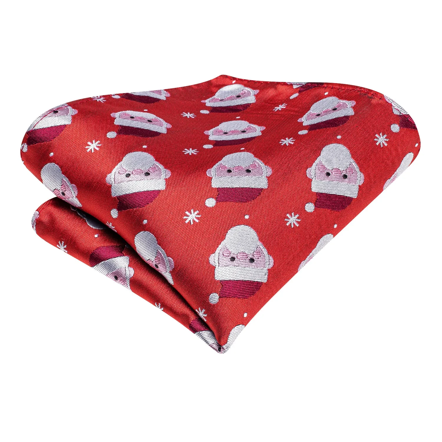 Hi-Tie $9.9 Red Santa Novelty Christmas Necktie Pocket Square Cufflinks Set